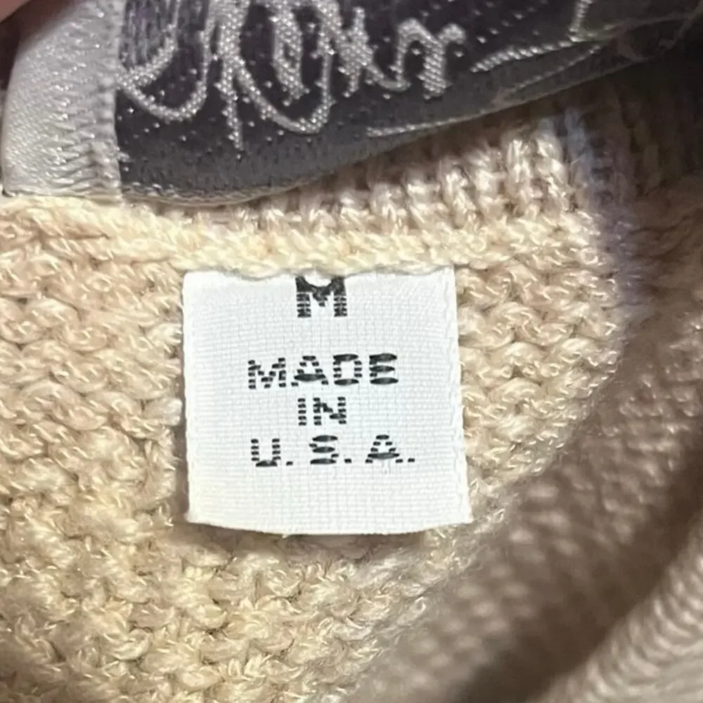 VTG St. John Santana Knit Cardigan Sweater M Cream Gold Buttons Old Money USA